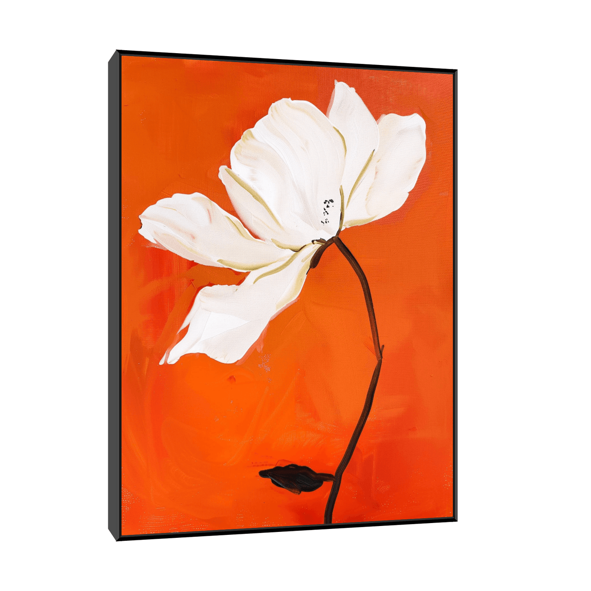 White flower on orange ll - ArtDeco Canvas