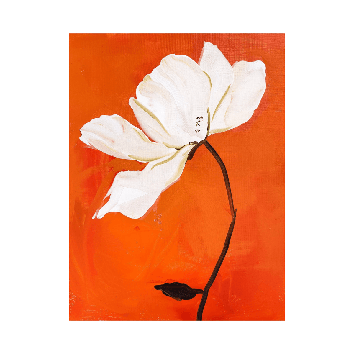 White flower on orange ll - ArtDeco Canvas