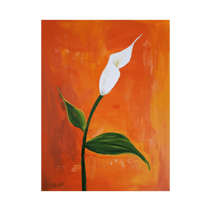 White flower on orange lll - ArtDeco Canvas