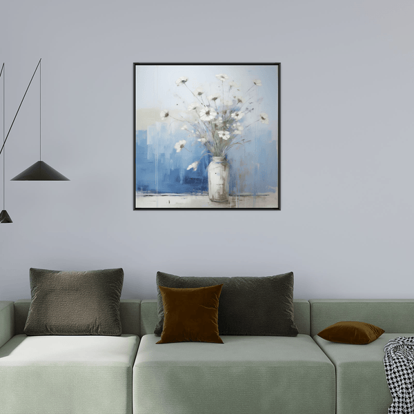 White flowers in a vase - ArtDeco Canvas