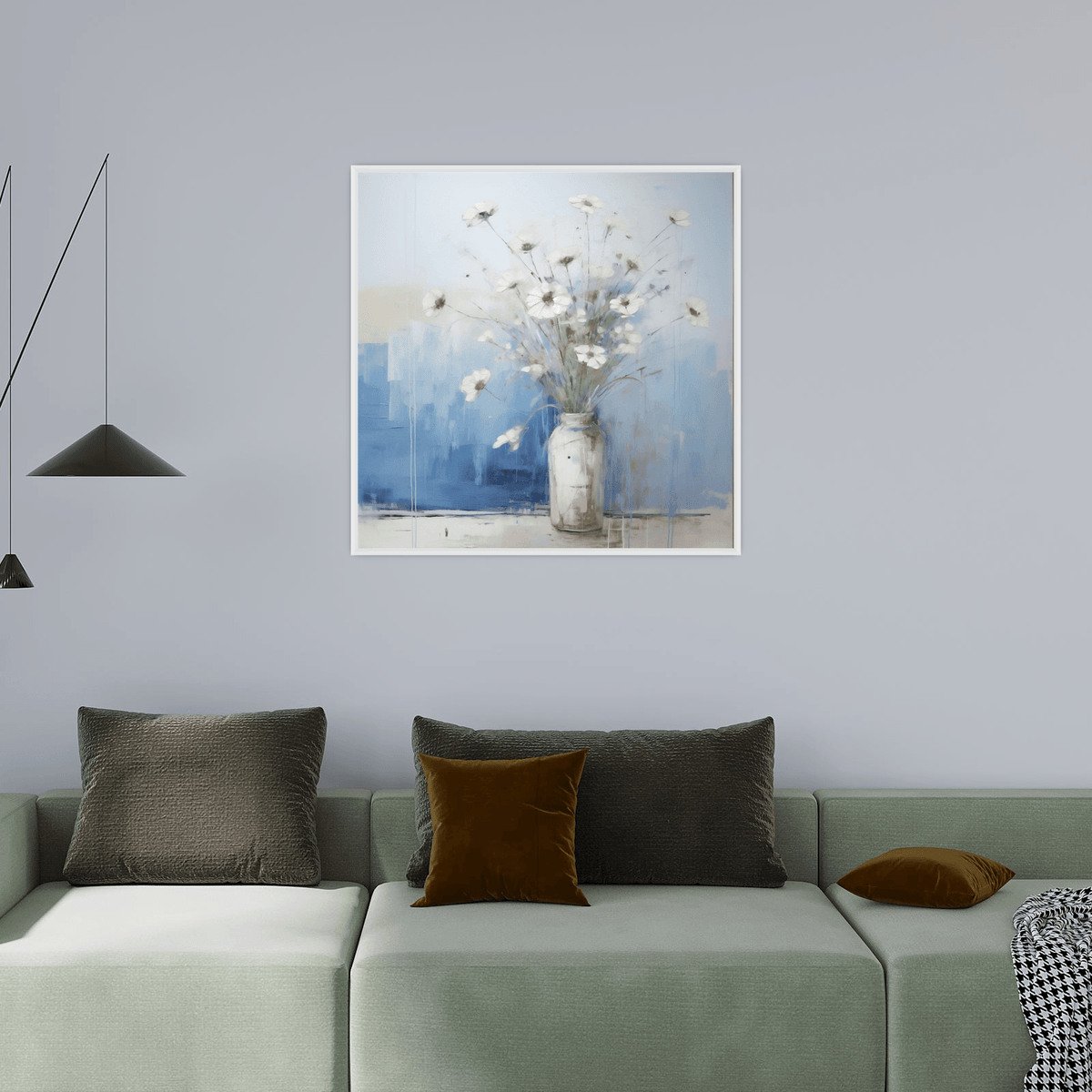 White flowers in a vase - ArtDeco Canvas