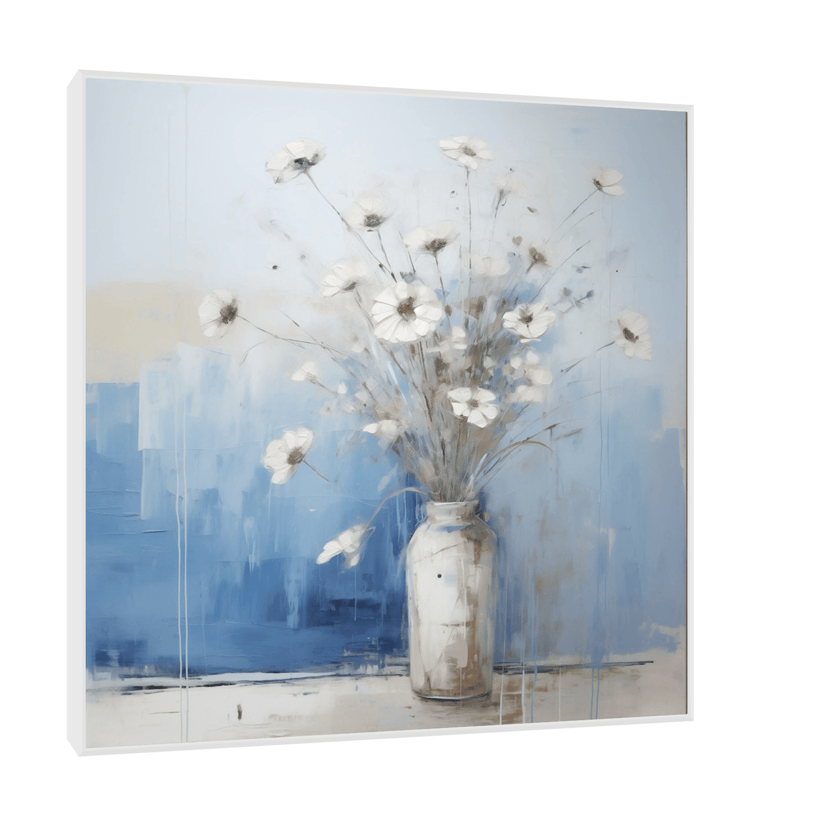 White flowers in a vase - ArtDeco Canvas