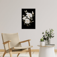 White flowers on black - ArtDeco Canvas