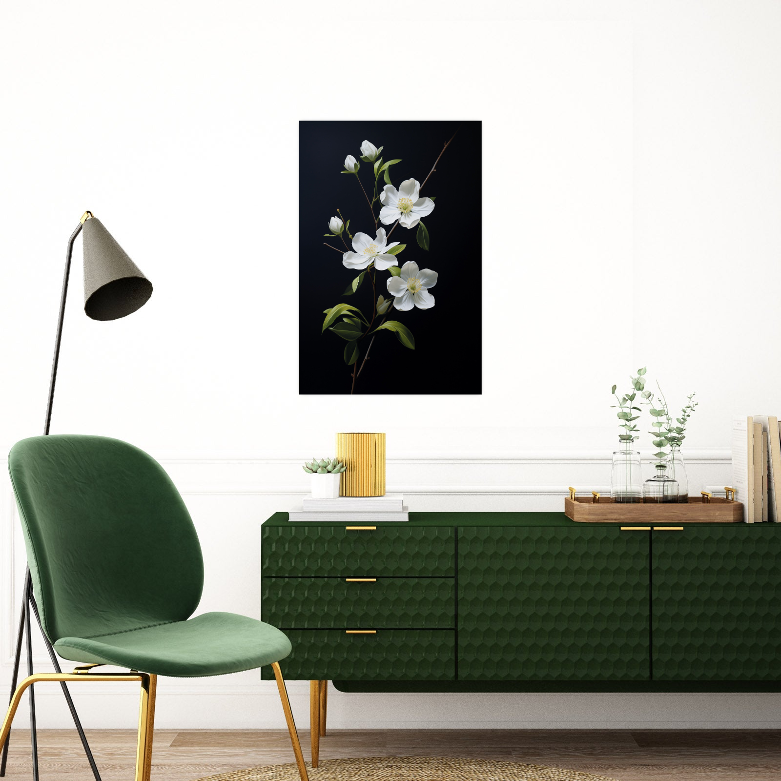 White flowers on black II