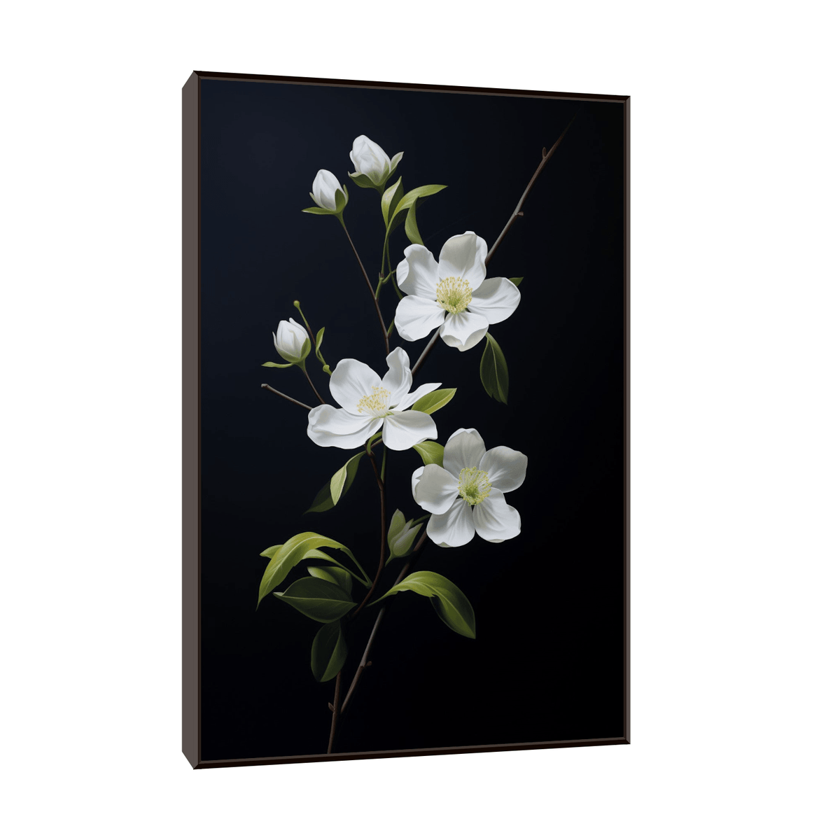 White flowers on black ll - ArtDeco Canvas