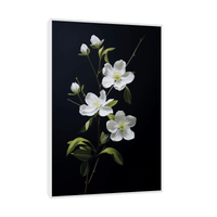 White flowers on black ll - ArtDeco Canvas