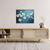 White flowers on blue - ArtDeco Canvas