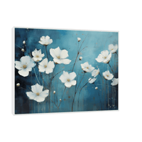 White flowers on blue - ArtDeco Canvas