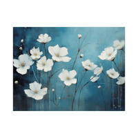 White flowers on blue - ArtDeco Canvas