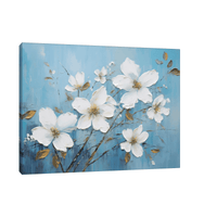 White flowers on blue ll - ArtDeco Canvas