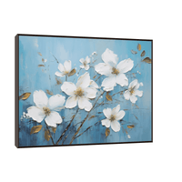 White flowers on blue ll - ArtDeco Canvas