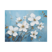 White flowers on blue ll - ArtDeco Canvas