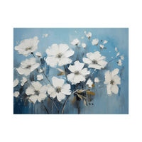 White flowers on the blue meadow - ArtDeco Canvas