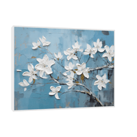 White flowers on the tree branch - ArtDeco Canvas