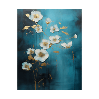 White flowers with the golden flakes - ArtDeco Canvas