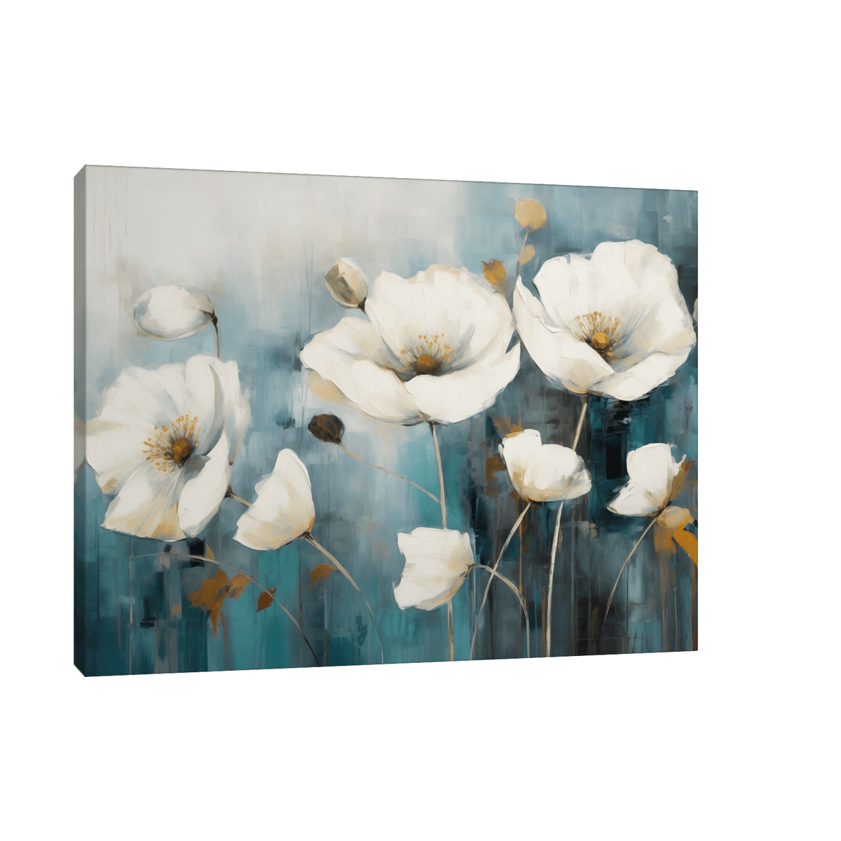 White tulips on blue - ArtDeco Canvas