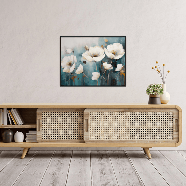 White tulips on blue - ArtDeco Canvas