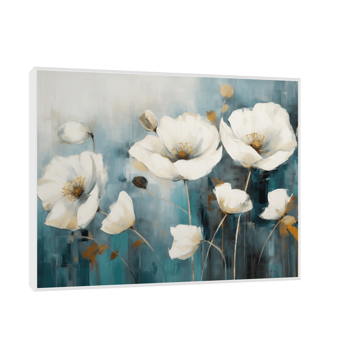 White tulips on blue - ArtDeco Canvas