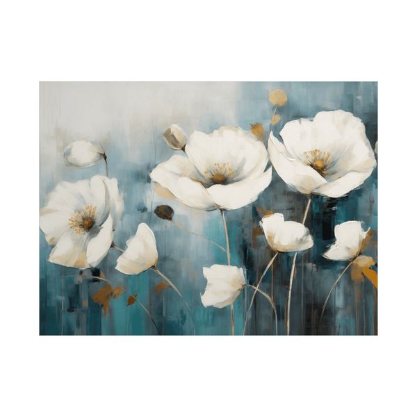 White tulips on blue - ArtDeco Canvas