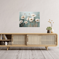 White tulips on blue ll - ArtDeco Canvas