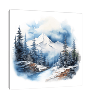 Winter mountain night - ArtDeco Canvas