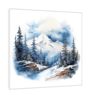 Winter mountain night - ArtDeco Canvas