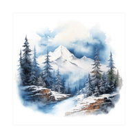 Winter mountain night - ArtDeco Canvas