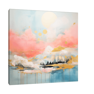 Winter sundown over the mountain - ArtDeco Canvas