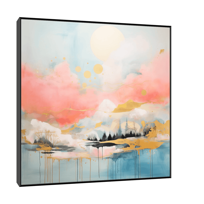 Winter sundown over the mountain - ArtDeco Canvas