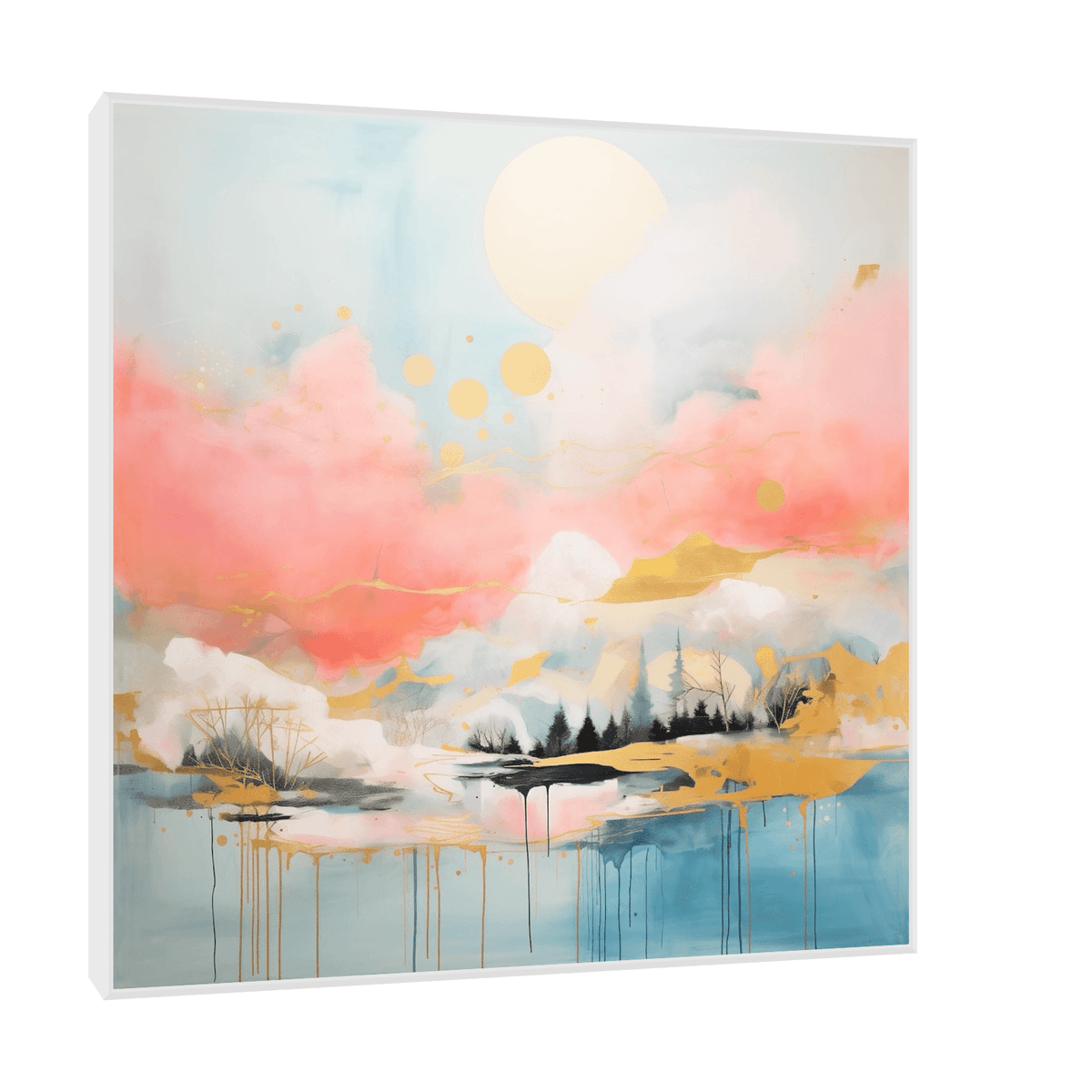 Winter sundown over the mountain - ArtDeco Canvas