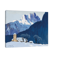 Winterlandschaft vor Bergkulisse, Oskar Mulley - ArtDeco Canvas