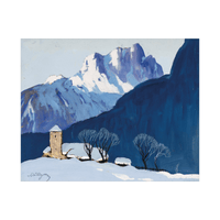 Winterlandschaft vor Bergkulisse, Oskar Mulley - ArtDeco Canvas