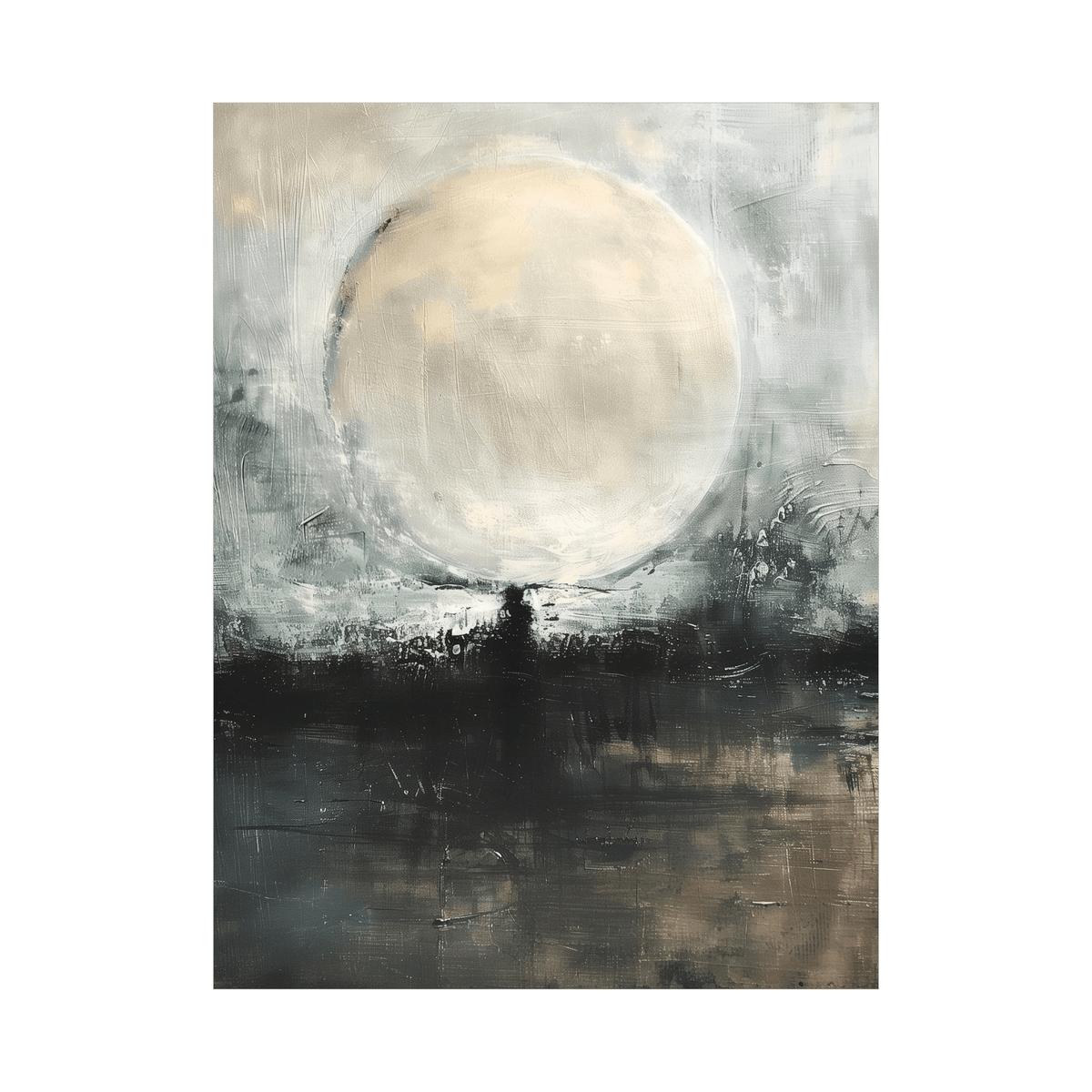 Wolf moon over hill - ArtDeco Canvas