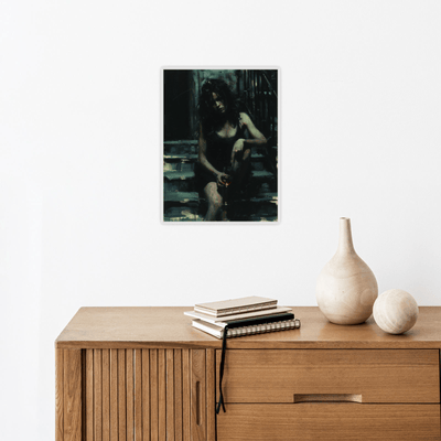 Woman with the glass of wine on the steps - ArtDeco Canvas