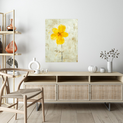 Yellow flower on beige background
