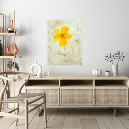 Yellow flower on beige background