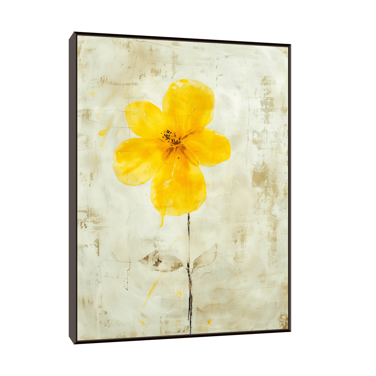 Yellow flower on beige background - ArtDeco Canvas