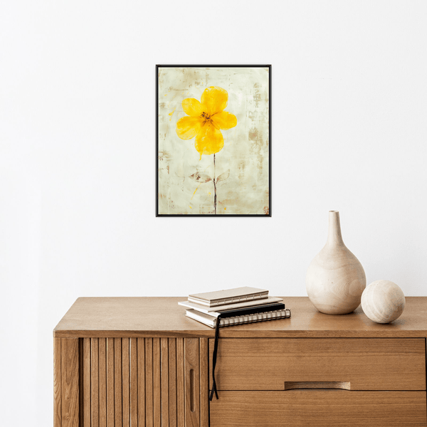 Yellow flower on beige background - ArtDeco Canvas