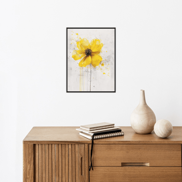 Yellow flower on beige ll - ArtDeco Canvas