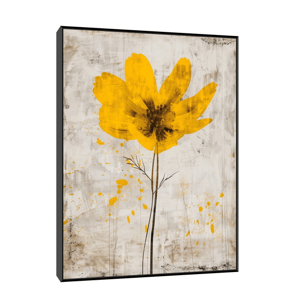 Yellow flower on beige lll - ArtDeco Canvas