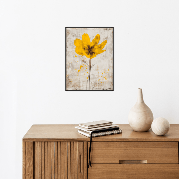 Yellow flower on beige lll - ArtDeco Canvas