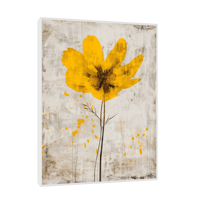 Yellow flower on beige lll - ArtDeco Canvas