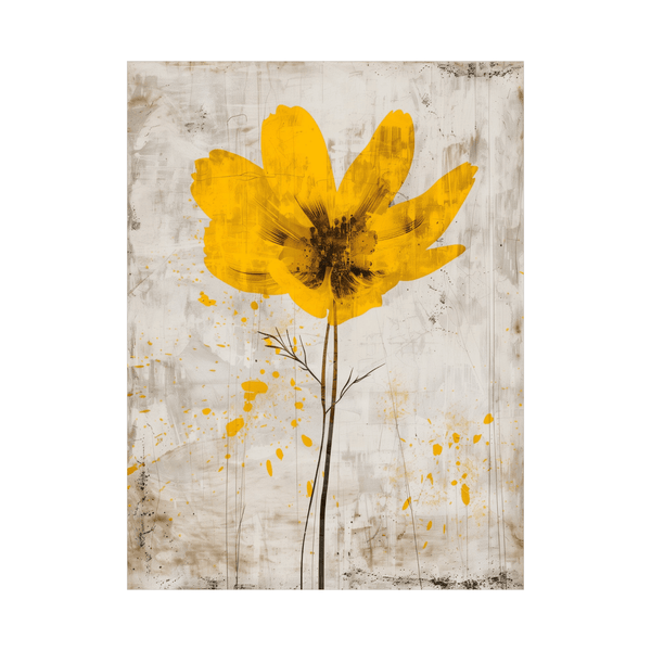 Yellow flower on beige lll - ArtDeco Canvas