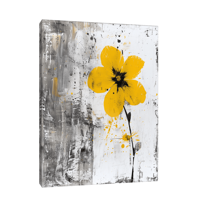 Yellow flower on grunge background - ArtDeco Canvas