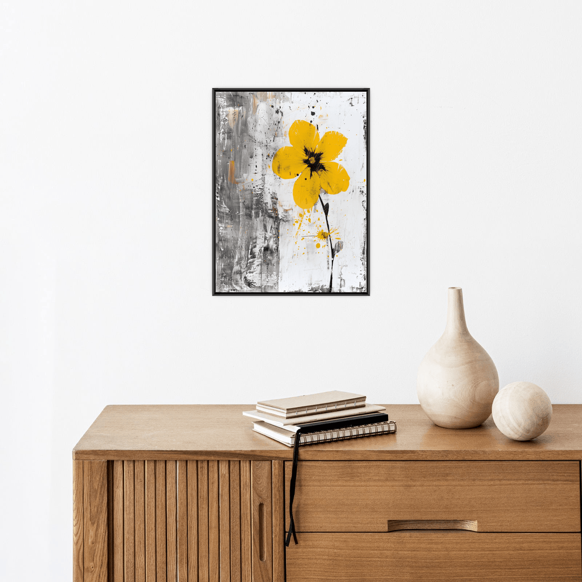 Yellow flower on grunge background - ArtDeco Canvas