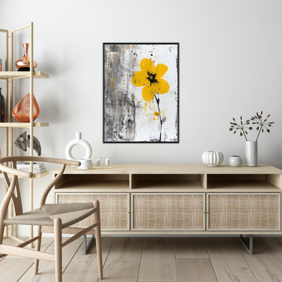 Yellow flower on grunge background