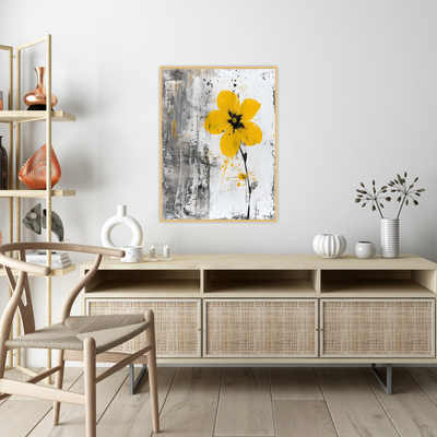 Yellow flower on grunge background
