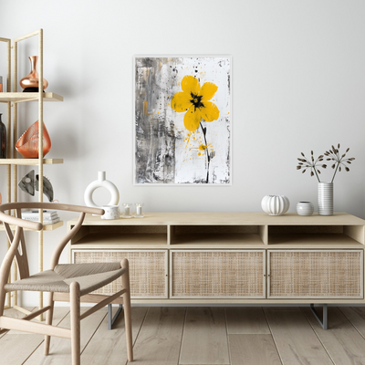 Yellow flower on grunge background