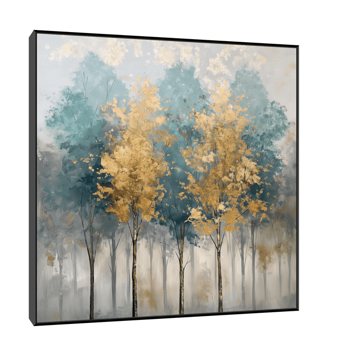 Young forest golden reflection at autumn - ArtDeco Canvas