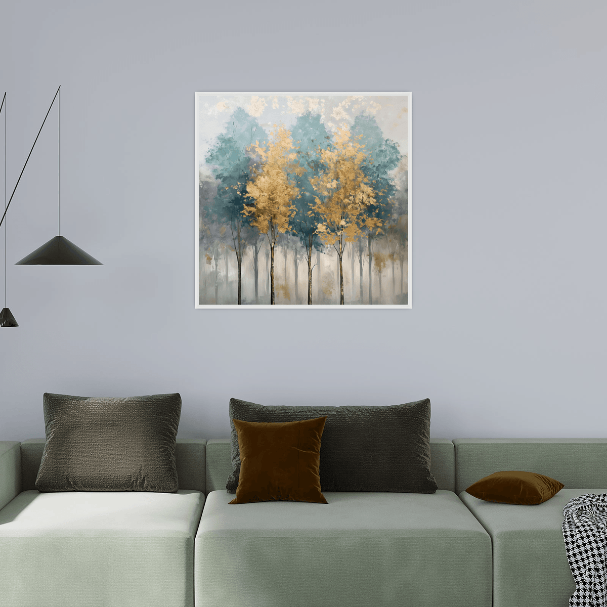 Young forest golden reflection at autumn - ArtDeco Canvas